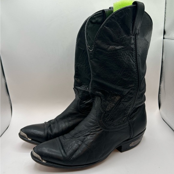 Code West women’s black Leather Cowgirl boots Toe Guard 9.5 D USA Vintage - Picture 13 of 16